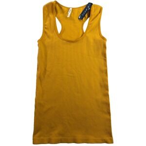 C-Mode Ribbed Racerback Tank Top Mustard Yellow Nylon Spandex Scoop Neck NWT